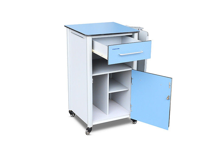 خزانة سرير طبية متنقلة ABS على عجلات مع طاولة قابلة للإمالة