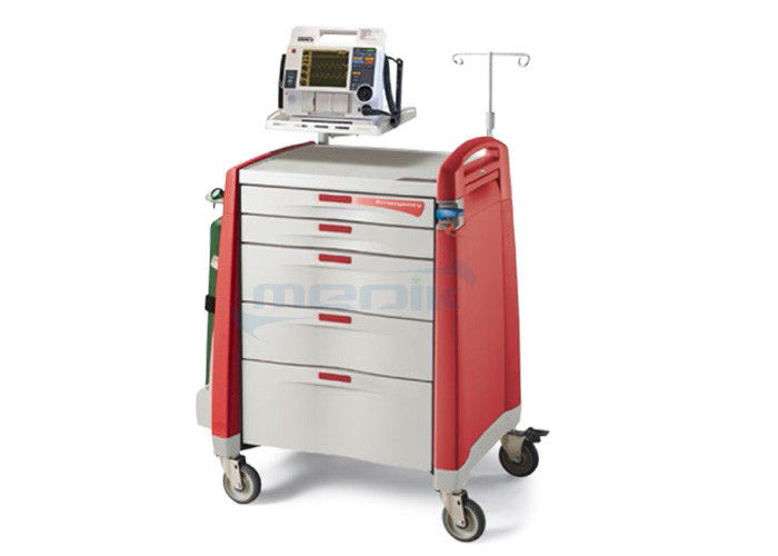 عربة مواد الطوارئ الطبية ABS مع لوحات CPR تناسب المستشفيات