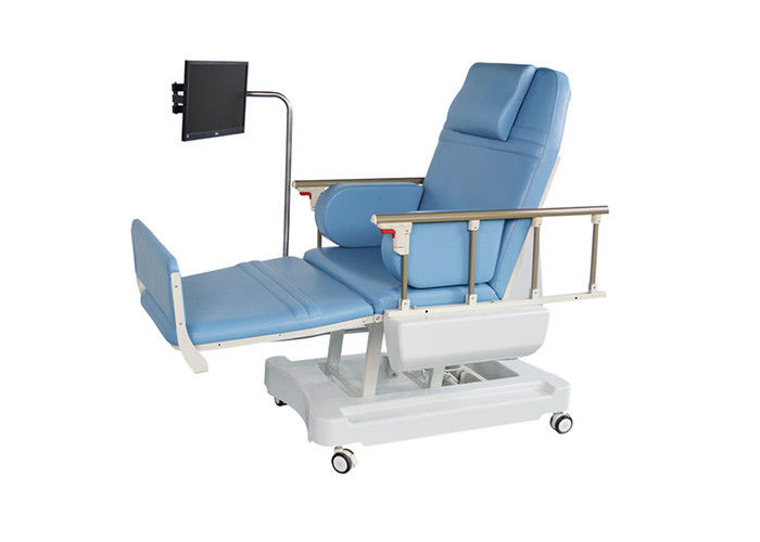 ارتفاع قابل للتعديل الكهربائية غسيل الكلى سرير كرسي تبرع بالدم للطي الدرابزين على عجلات