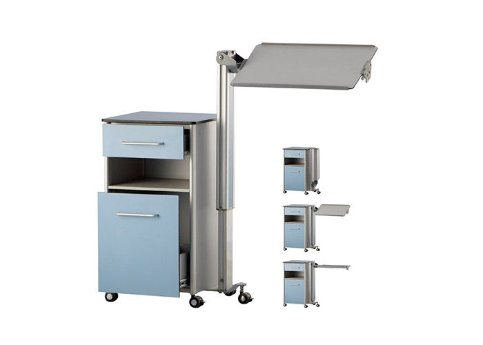 خزانة سرير طبية متنقلة ABS على عجلات مع طاولة قابلة للإمالة